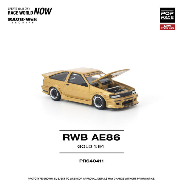 *Pre - Order* Pop Race - RWB AE86 - Gold - Top CollectiblesDiecastPop Race