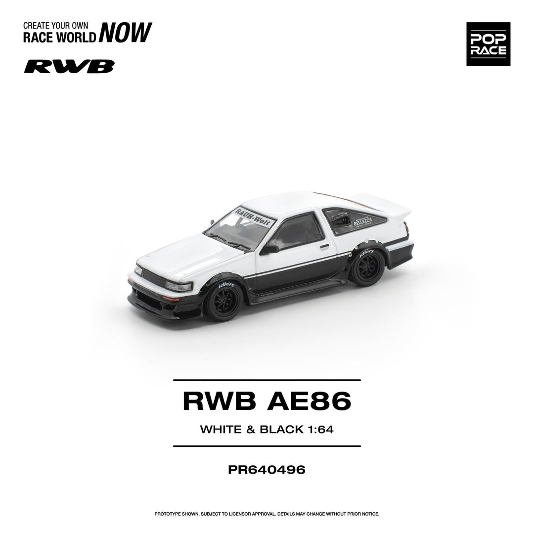 *Pre - Order* Pop Race - RWB AE86 - White &amp; Black - Top CollectiblesDiecastPop Race