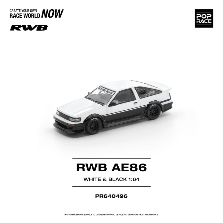 *Pre - Order* Pop Race - RWB AE86 - White &amp; Black - Top CollectiblesDiecastPop Race