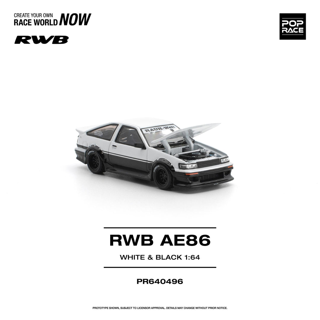 *Pre - Order* Pop Race - RWB AE86 - White & Black - Top CollectiblesDiecastPop Race