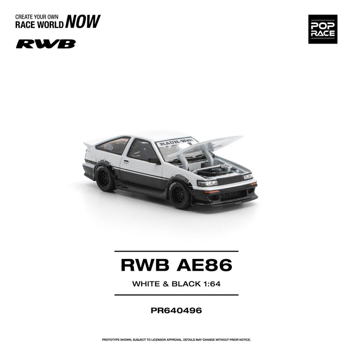 *Pre - Order* Pop Race - RWB AE86 - White &amp; Black - Top CollectiblesDiecastPop Race