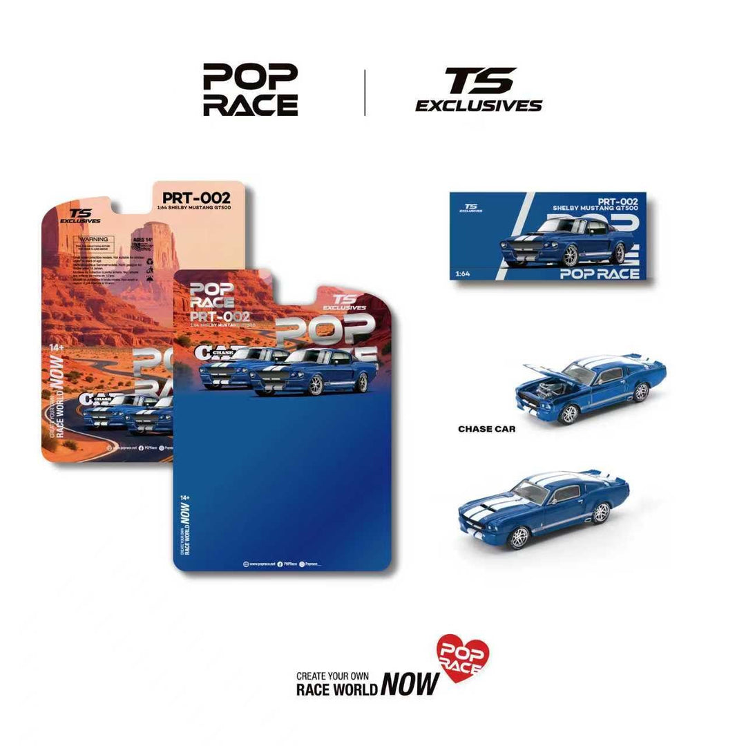 *Pre - Order* Pop Race - Shelby Mustang GT500 – Blue with White Stripes *TS Exclusive Edition* - Top CollectiblesDiecastPop Race