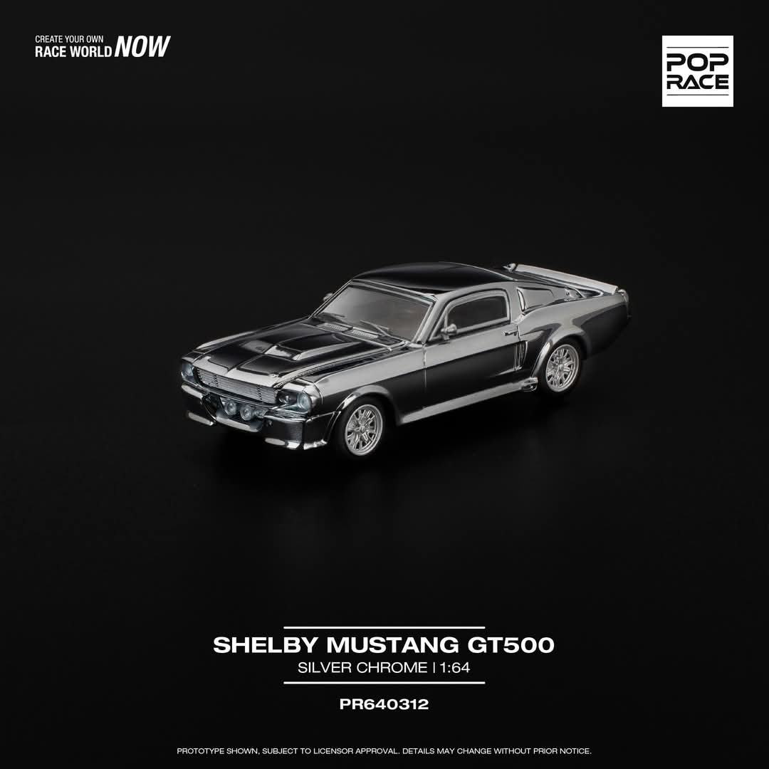 *Pre - Order* Pop Race - Shelby Mustang GT500 - Silver Chrome - Top CollectiblesDiecastPop Race
