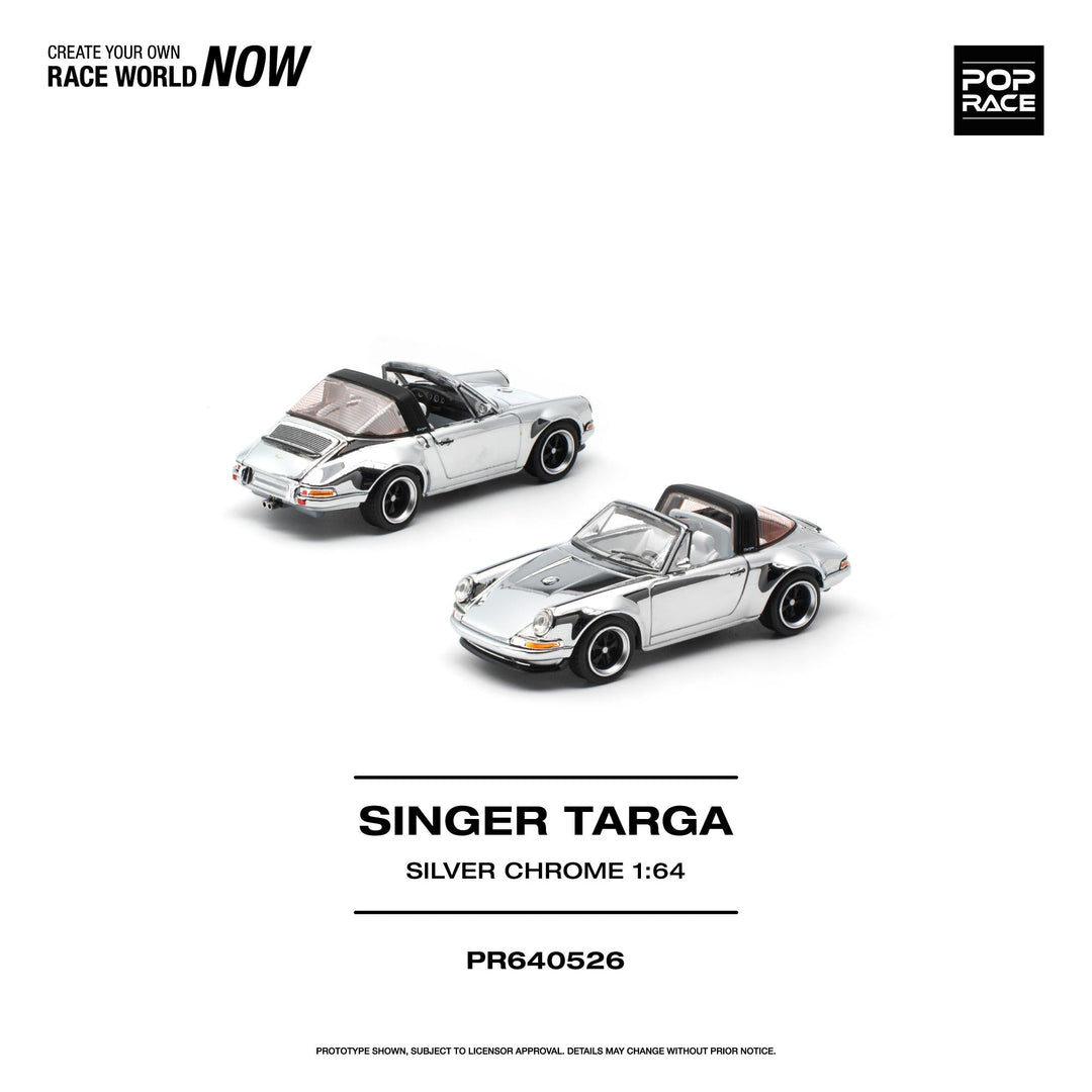 *Pre-Order* Pop Race - Singer Targa - Silver Chrome - Top CollectiblesDiecastPop Race