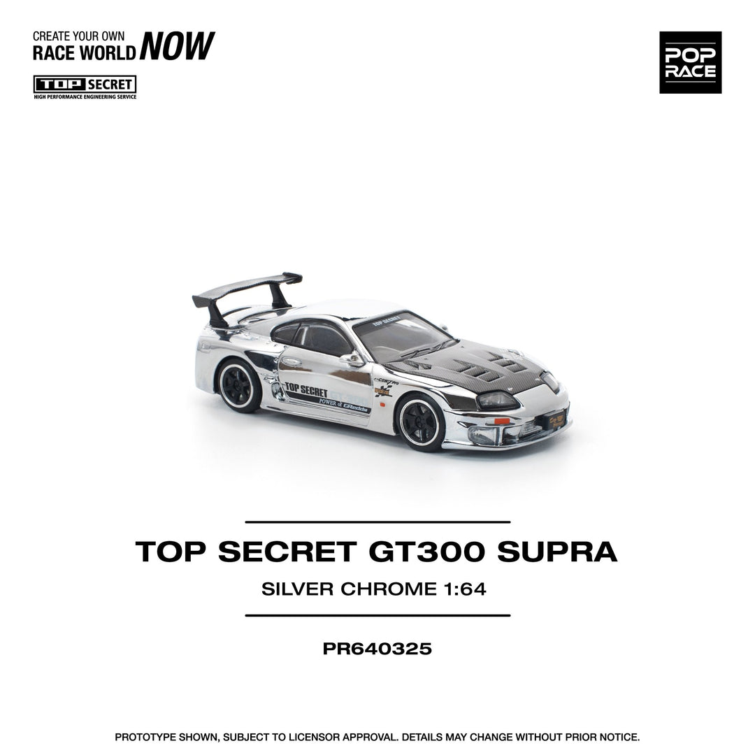 *Pre - Order* Pop Race - Top Secret GT300 Supra - Silver Chome - Top CollectiblesDiecastPop Race