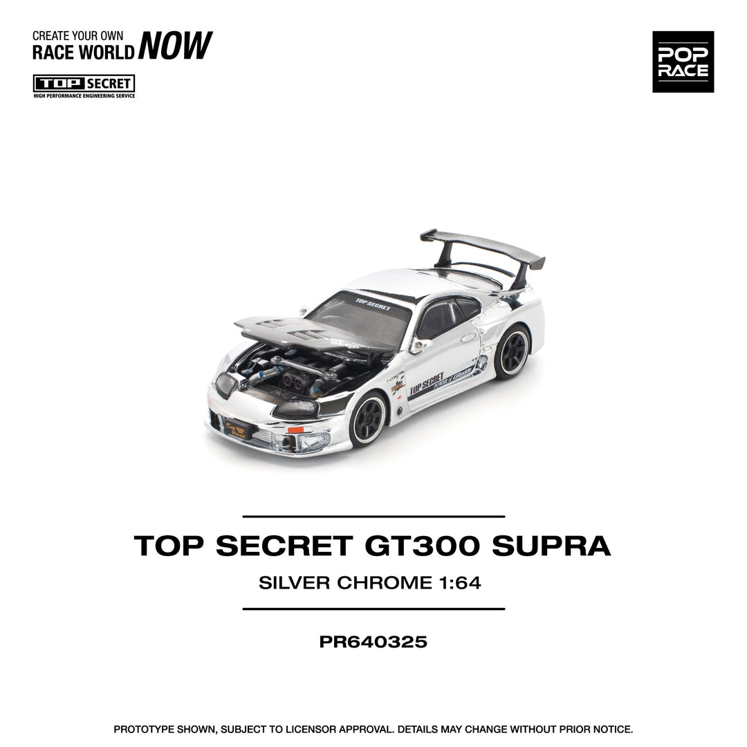 *Pre - Order* Pop Race - Top Secret GT300 Supra - Silver Chome - Top CollectiblesDiecastPop Race