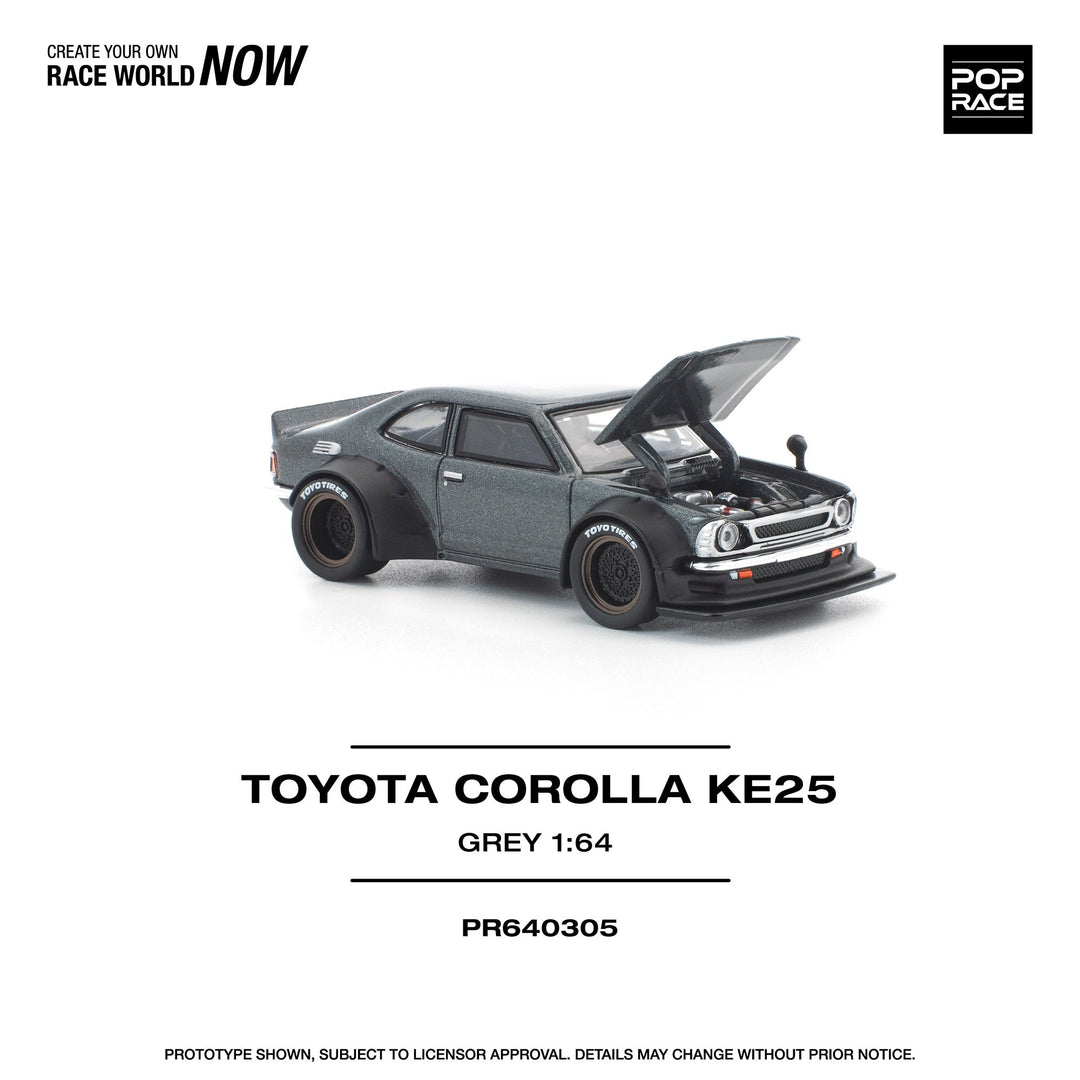 *Pre - Order* Pop Race - Toyota Corolla KE25 - Grey - Top CollectiblesDiecastPop Race