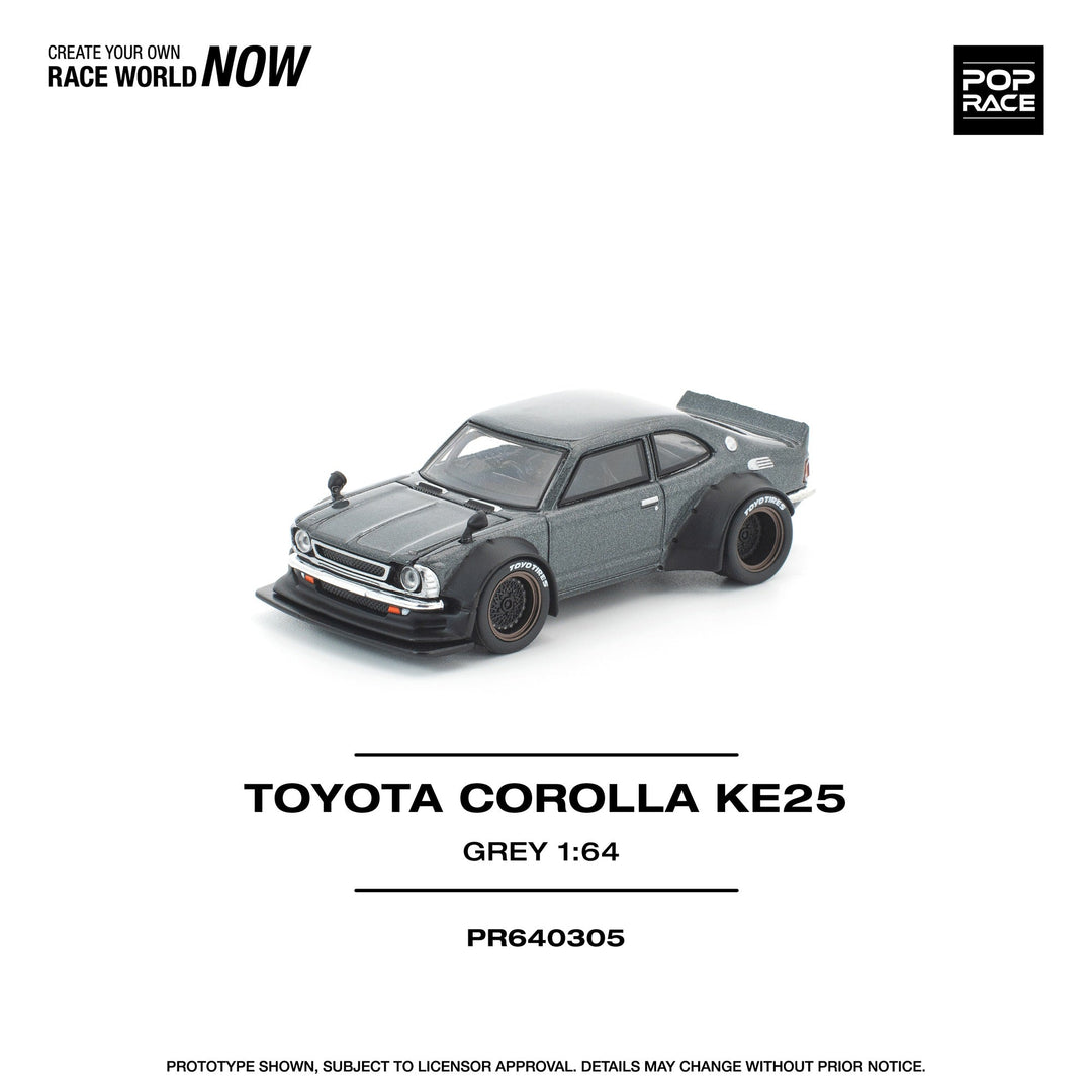 *Pre - Order* Pop Race - Toyota Corolla KE25 - Grey - Top CollectiblesDiecastPop Race