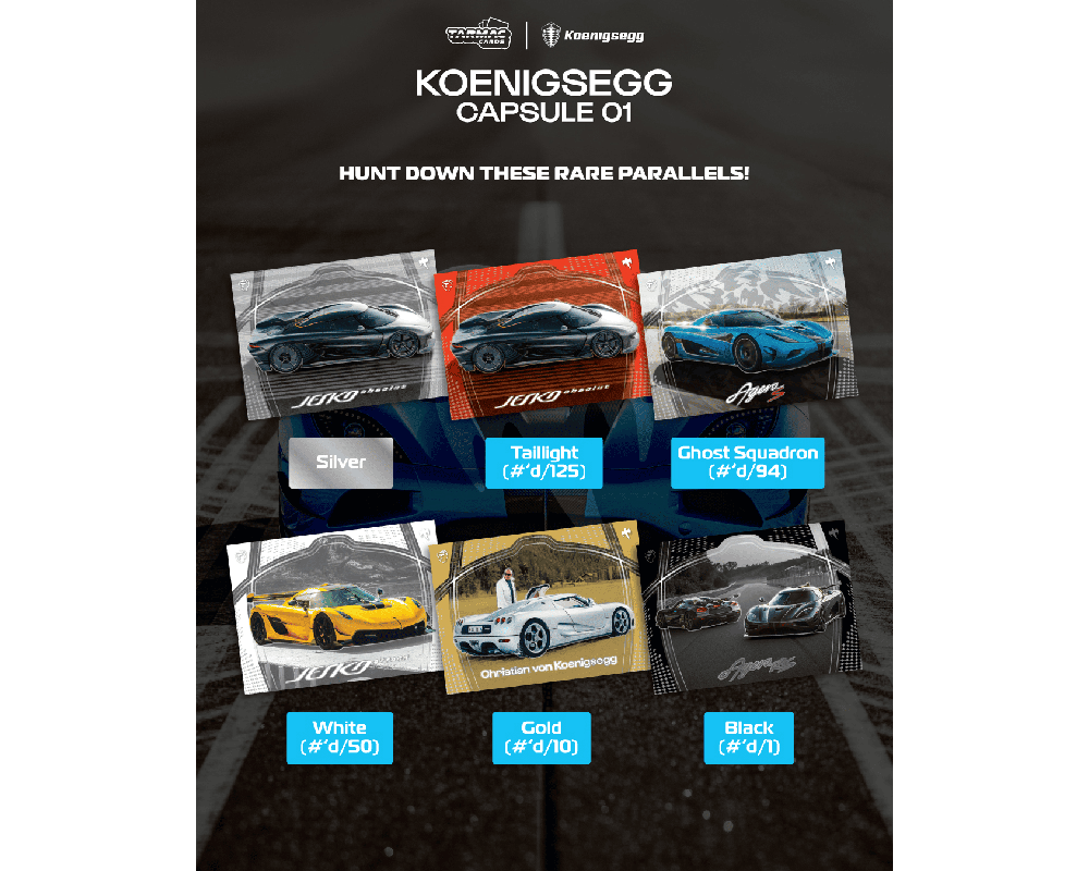 *Pre-Order* Tarmac Cards - Koenigsegg Capsule 01 Trading Cards – Limited Edition - Top CollectiblesDiecastTarmac Works