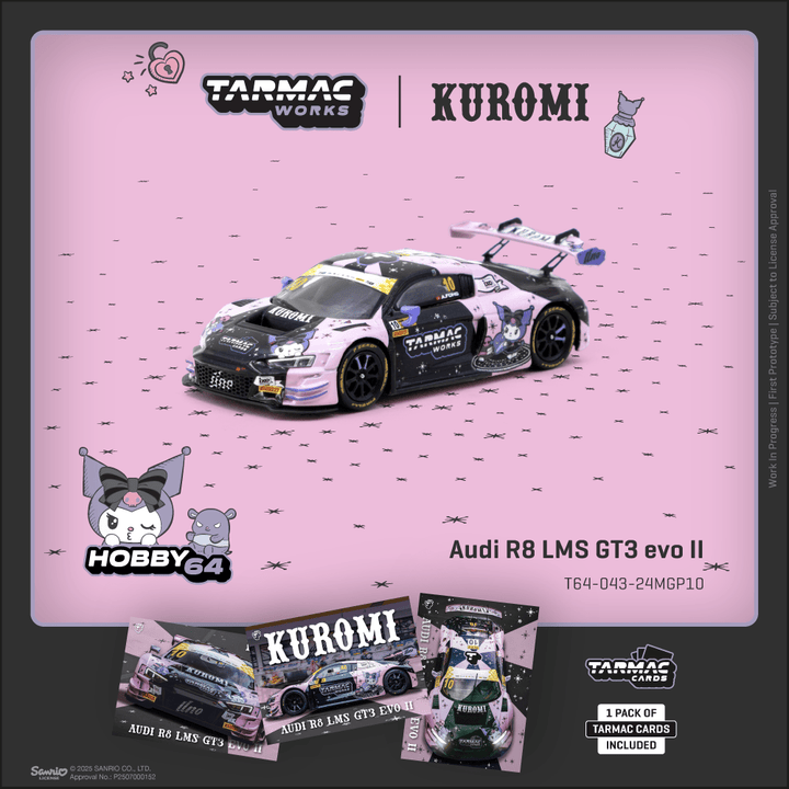 *Pre - Order* Tarmac Works - Audi R8 LMS GT3 evo II "Kuromi" with Trading Cards Pack - Hobby64 Series - Top CollectiblesDiecastTarmac Works