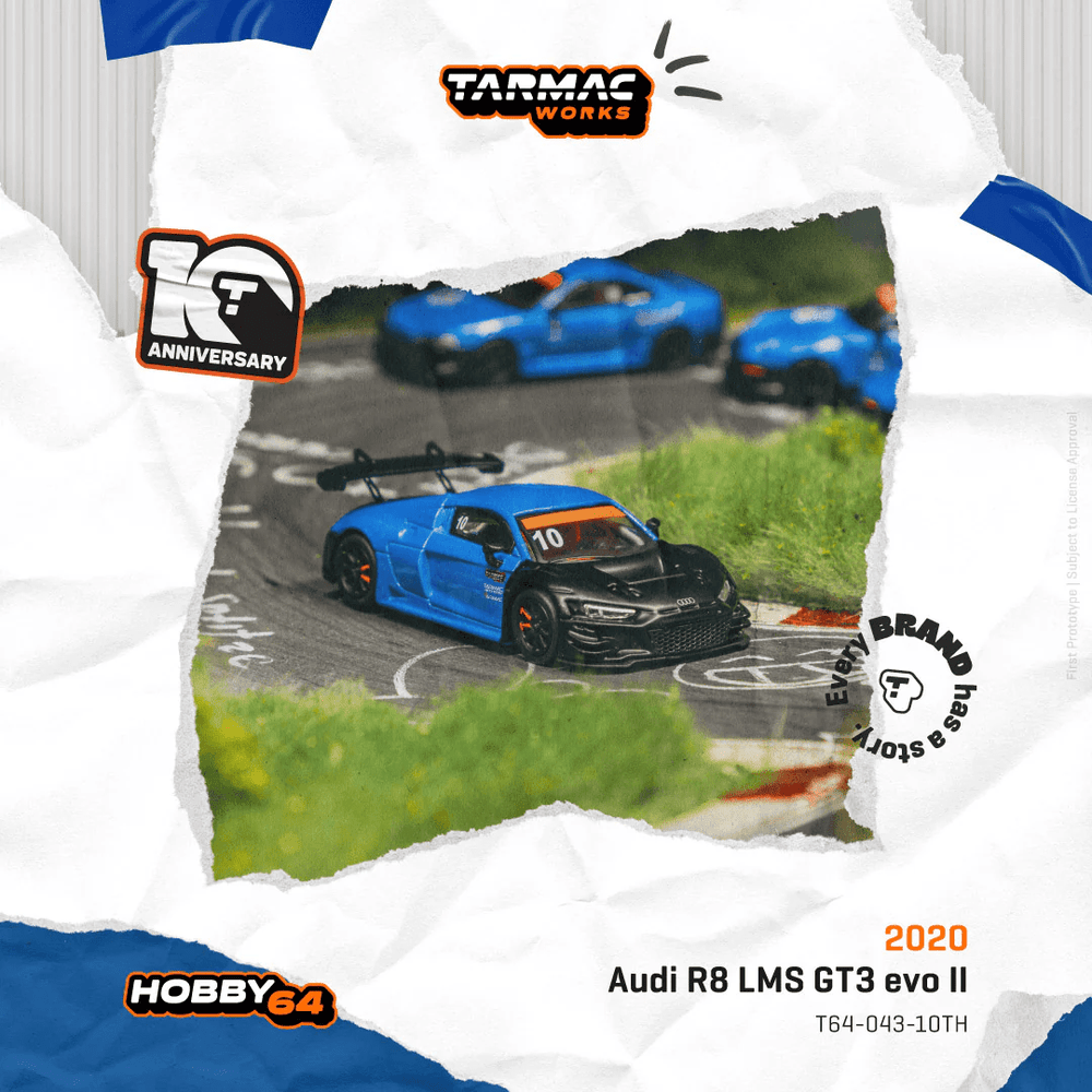 *Pre - Order* Tarmac Works - Audi R8 LMS GT3 EVO II Tarmac Works 10th Anniversary - Hobby64 Series - Top CollectiblesDiecastTarmac Works