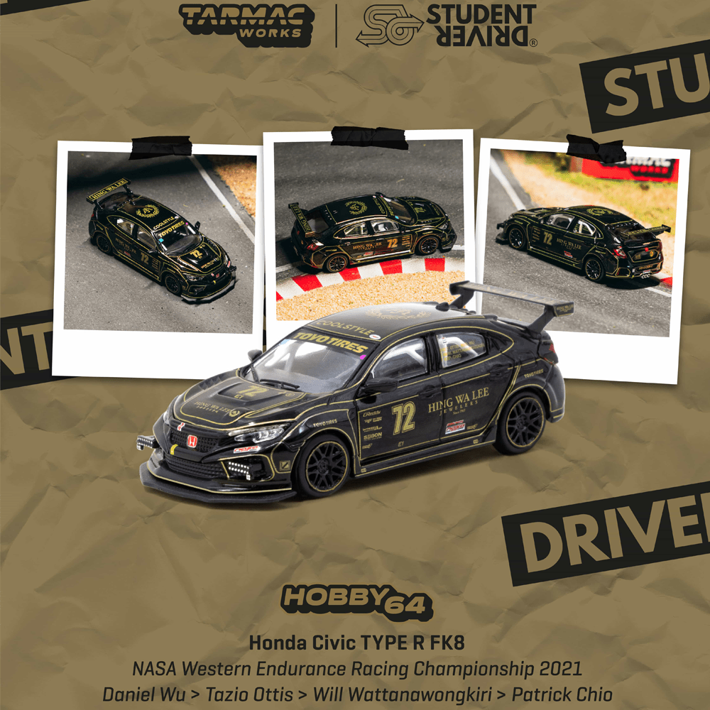 *Pre - Order* Tarmac Works - Honda Civic TYPE R FK8 NASA Western Endurance Racing Championship 2021 - Hobby64 Series - Top CollectiblesDiecastTarmac Works