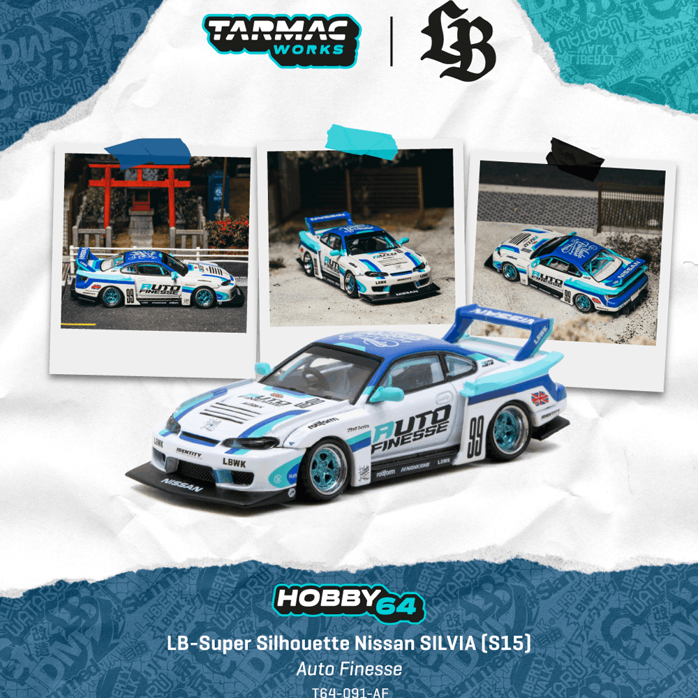*Pre - Order* Tarmac Works - LB - Super Silhouette Nissan SILVIA (S15) Auto Finesse - Hobby64 Series - Top CollectiblesDiecastTarmac Works
