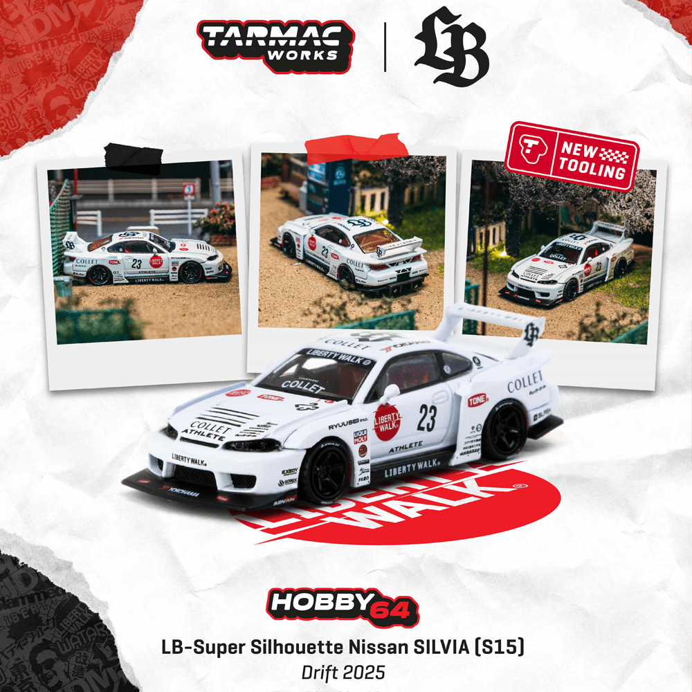 *Pre - Order* Tarmac Works - LB - Super Silhouette Nissan SILVIA (S15) Drift 2025 - Hobby64 Series - Top CollectiblesDiecastTarmac Works
