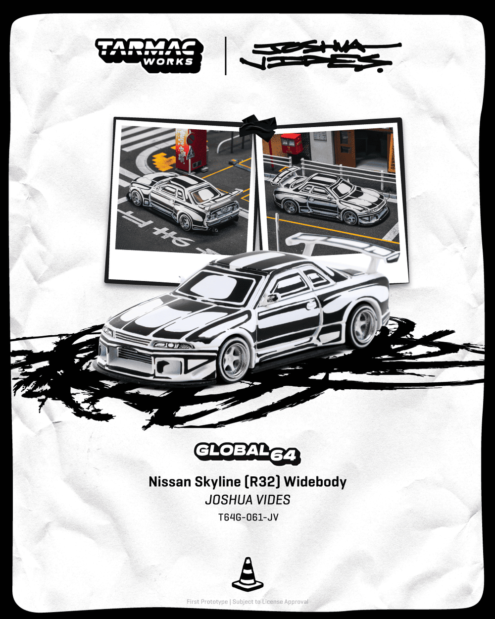 *Pre-Order* Tarmac Works - Nissan Skyline (R32) Widebody - Designed by JOSHUA VIDES - Global64 Series - Top CollectiblesDiecastTarmac Works