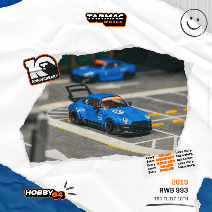 *Pre - Order* Tarmac Works - Porsche RWB 993 Tarmac Works 10th Anniversary - Hobby64 Series - Top CollectiblesDiecastTarmac Works