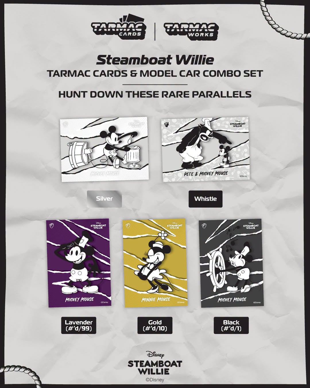 *Pre-Order* Tarmac Works - Toyota Sprinter Trueno AE86 Widebody by Jon Sibal Mickey &amp; Friends Steamboat Willie - Model Car + Tarmac Cards Combo Set - Top CollectiblesDiecastTarmac Works