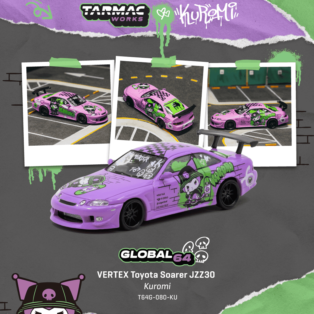 *Pre-Order* Tarmac Works - VERTEX Toyota Soarer JZZ30 Kuromi - Global64 Series - Top CollectiblesDiecastTarmac Works