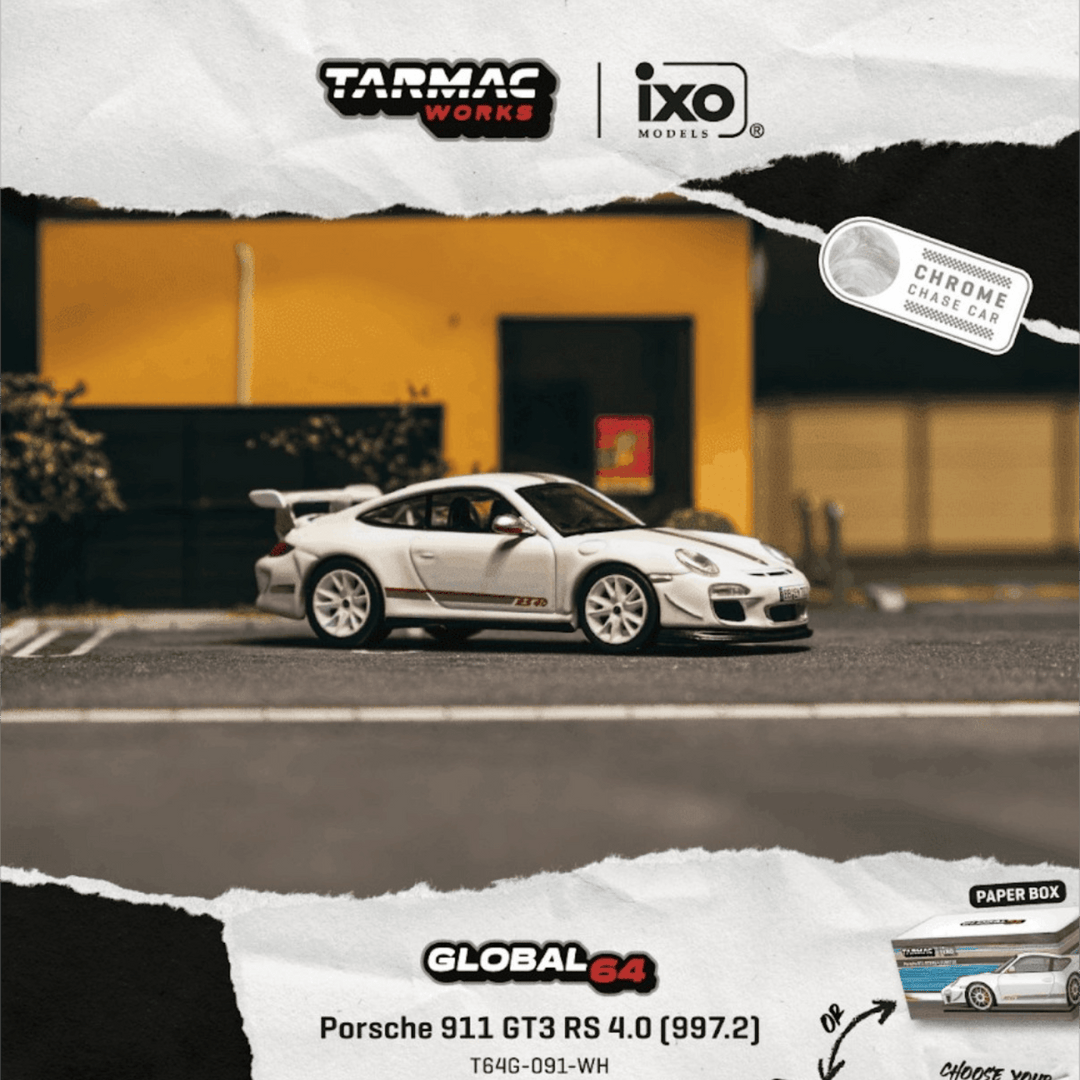 *Pre-Order* Tarmac Works x IXO Models - Porsche 911 GT3 RS 4.0 (997.2) White - Global64 Series - Top CollectiblesDiecastTarmac Works