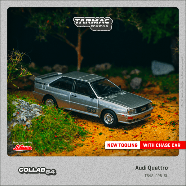 *Pre - Order* Tarmac Works X Schuco - Audi Quattro – Silver - Collab64 Series - Top CollectiblesDiecastTarmac Works