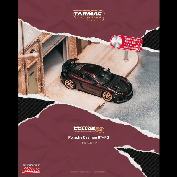*Pre - Order* Tarmac Works X Schuco - Porsche Cayman GT4RS Amethyst Metallic - 2025 Collab64 Series - Top CollectiblesDiecastSchuco
