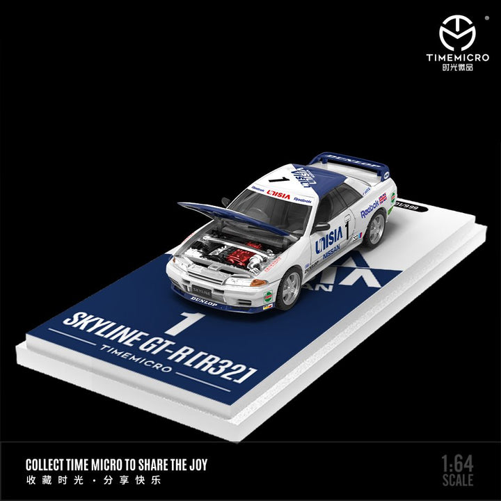 *Pre - Order* Time Micro - Nissan Skyline GTR R32 Racing Livery - Blue - Top CollectiblesDiecastTime Micro