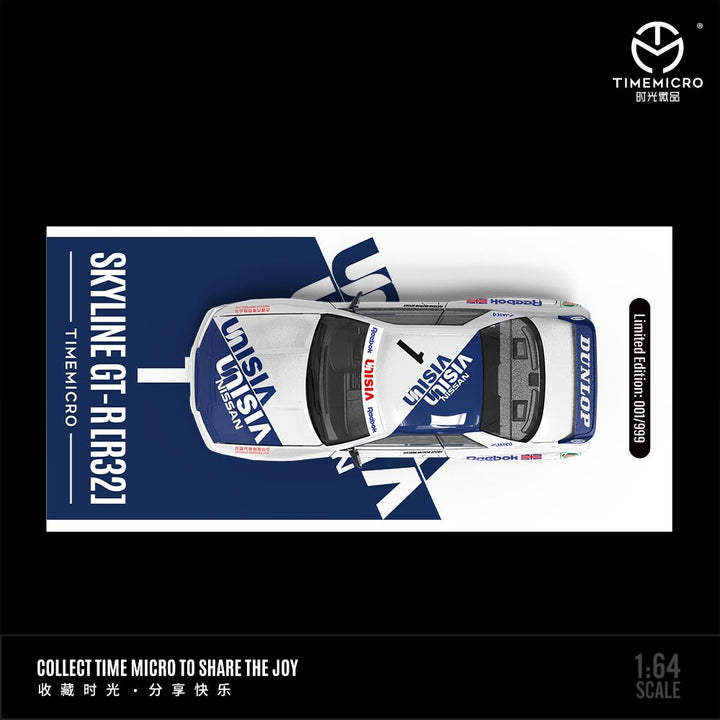 *Pre - Order* Time Micro - Nissan Skyline GTR R32 Racing Livery - Blue - Top CollectiblesDiecastTime Micro