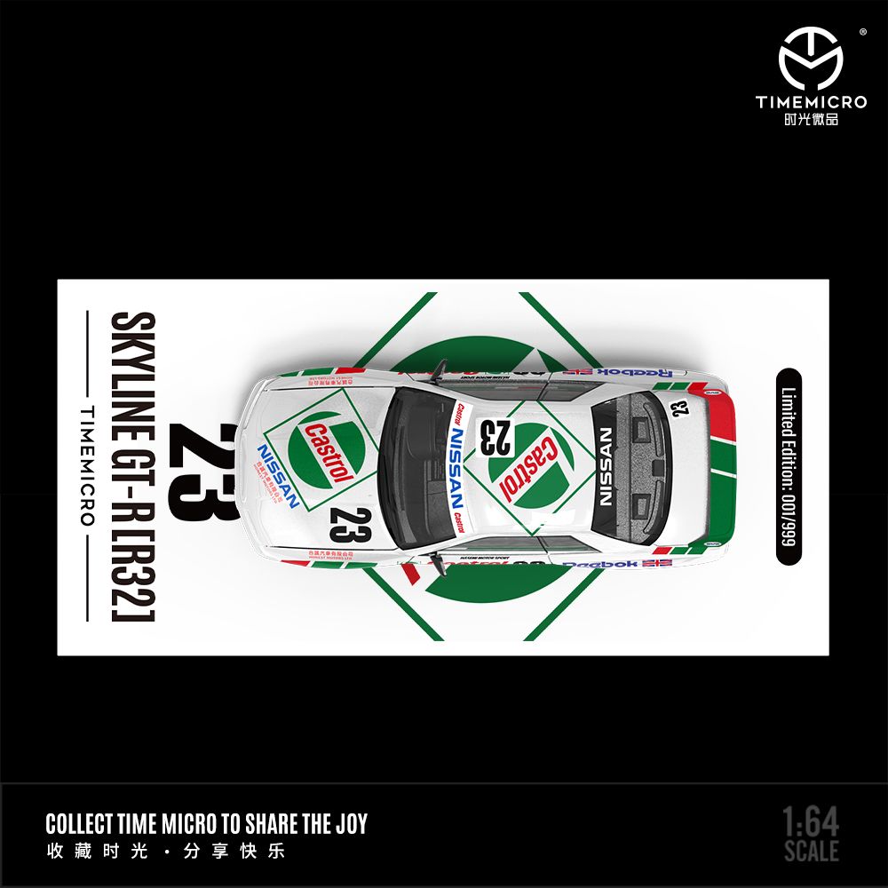 *Pre - Order* Time Micro - Nissan Skyline GTR R32 Racing Livery - Green - Top CollectiblesDiecastTime Micro