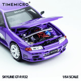 *Pre - Order* TimeMicro - Nissan Skyline GT - R R32 Los Santos Drift - Purple - Top CollectiblesDiecastTime Micro