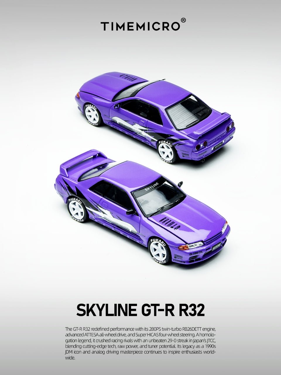 *Pre - Order* TimeMicro - Nissan Skyline GT - R R32 Los Santos Drift - Purple - Top CollectiblesDiecastTime Micro