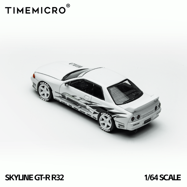 *Pre - Order* TimeMicro - Nissan Skyline GT - R R32 Los Santos Drift - White - Top CollectiblesDiecastTime Micro
