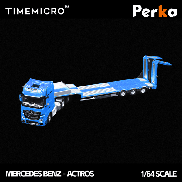 *Pre - Order* TimeMicro X Perka - Mercedes - Benz Flatbed Transport Vehicle - Blue - Top CollectiblesDiecastTime Micro