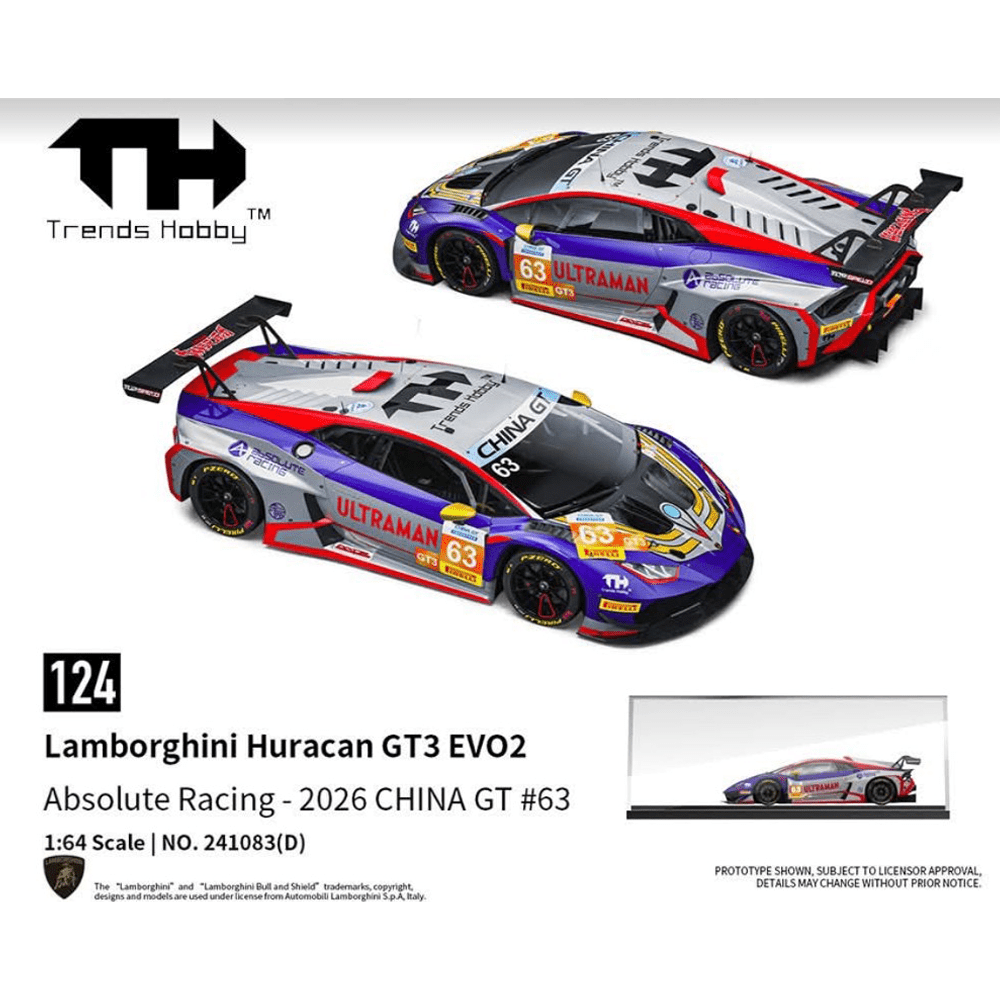 *Pre - Order* Trends Hobby - Lamborghini Huracan GT3 Evo 2 Absolute Racing CHINA GT 2026 63 - Top CollectiblesDiecastTrends Hobby