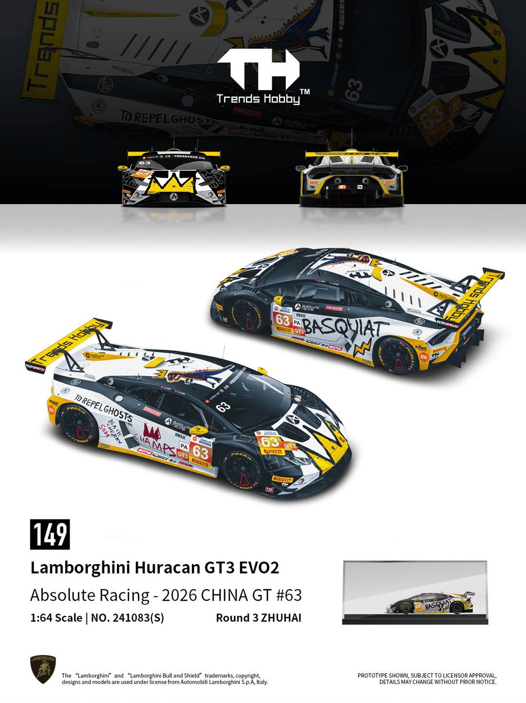*Pre-Order* Trends Hobby - Lamborghini Huracan GT3 Evo 2- CHINA GT ZHUHAI 2026 63 (Acrylic Box) - Top CollectiblesDiecastTrends Hobby