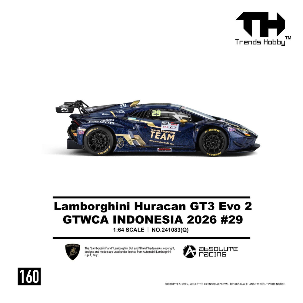 *Pre-Order* Trends Hobby - Lamborghini Huracan GT3 EVO2 - GTWCA Indonisia 2026 29 - Top CollectiblesDiecastTrends Hobby