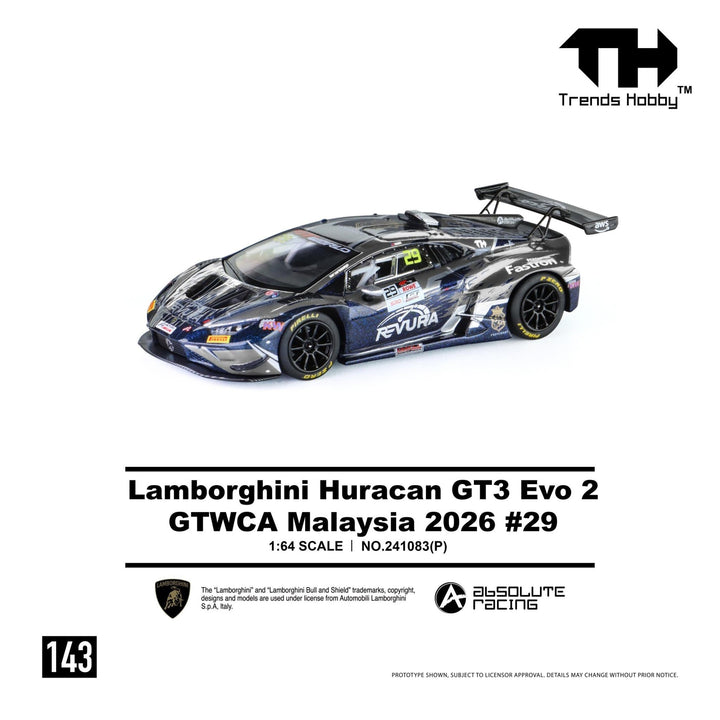 *Pre-Order* Trends Hobby - Lamborghini Huracan GT3 EVO2 - GTWCA Malaysia 2026 29 - Top CollectiblesDiecastTrends Hobby