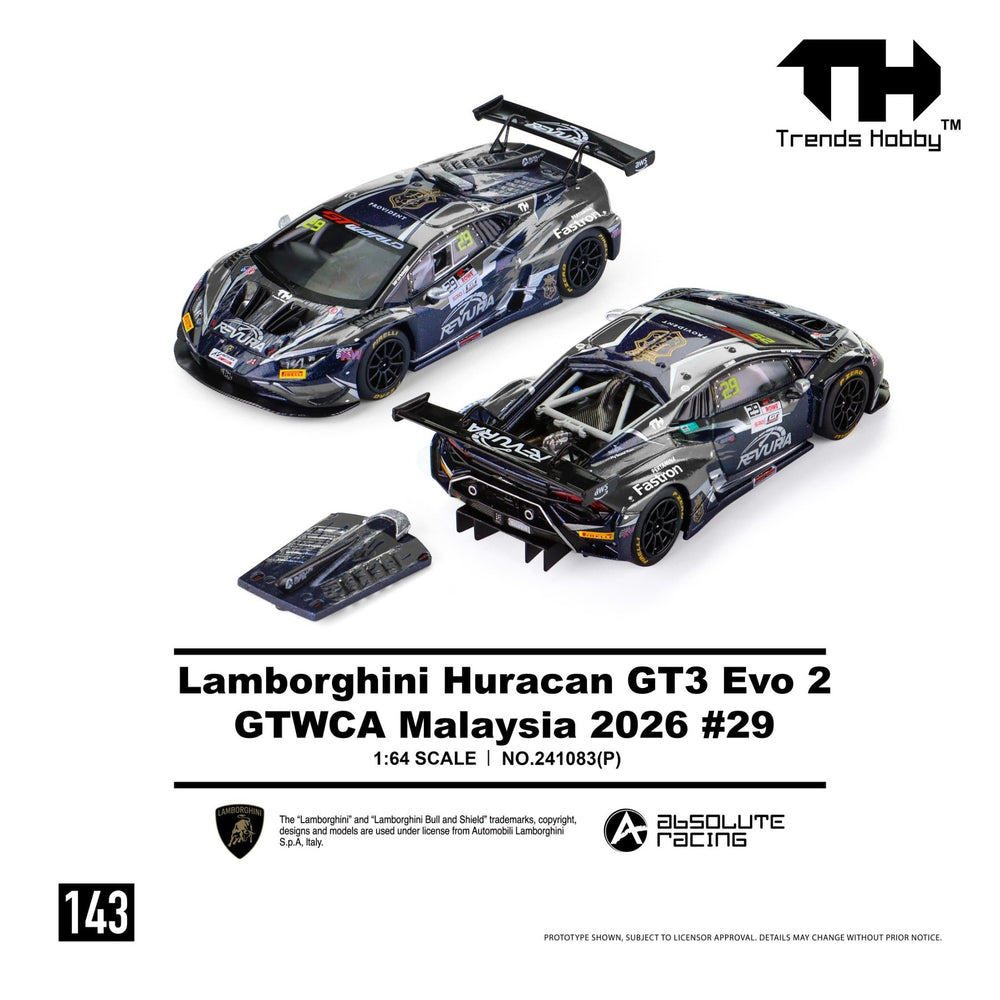 *Pre-Order* Trends Hobby - Lamborghini Huracan GT3 EVO2 - GTWCA Malaysia 2026 29 - Top CollectiblesDiecastTrends Hobby