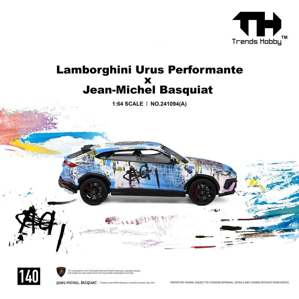 *Pre-Order* Trends Hobby - Lamborghini Urus Performance & Basquiat White/Blue (Blister Pack with a Collectible Card) - Top CollectiblesDiecastTrends Hobby