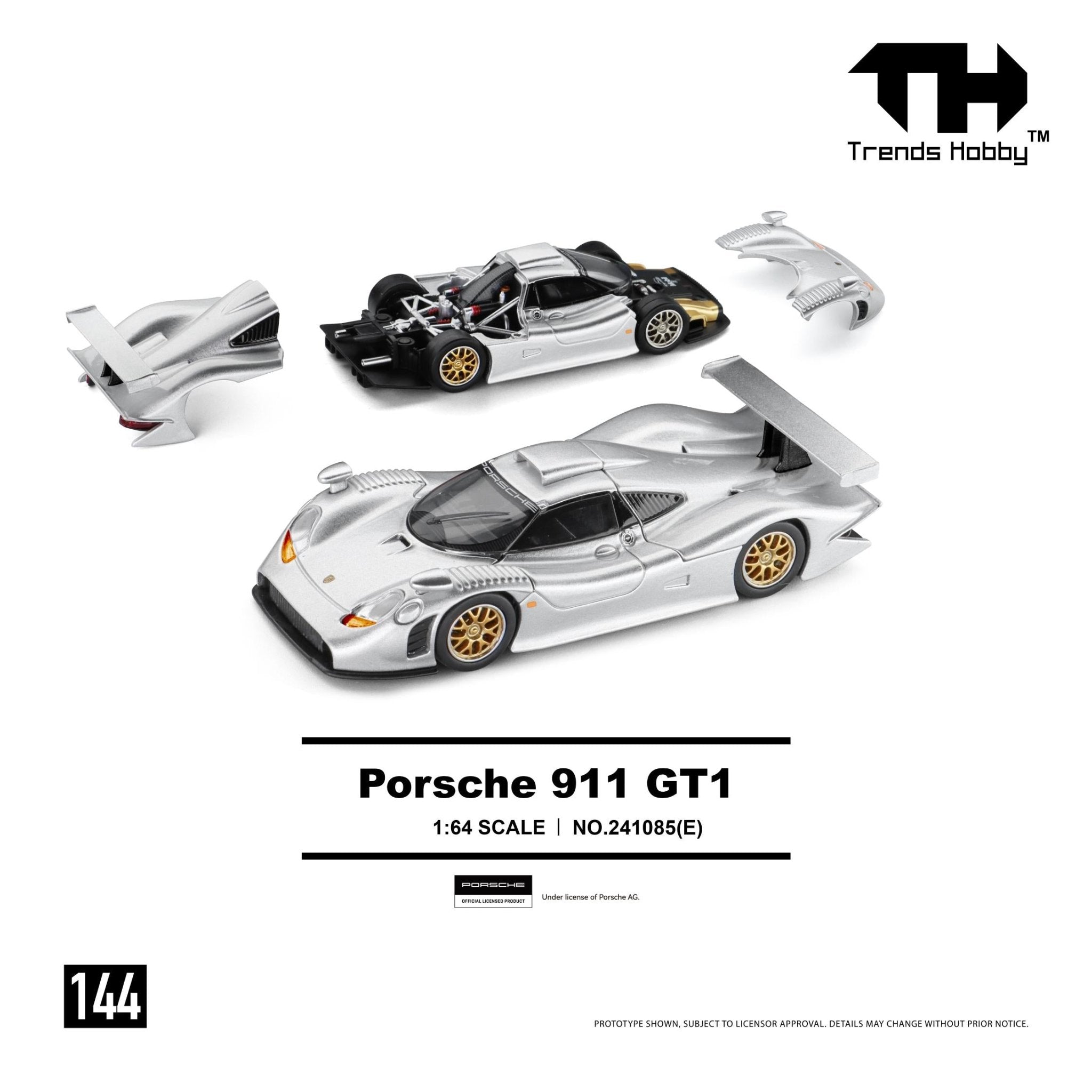 Pre-Order* Trends Hobby - Porsche 911 GT1 1998 - Sliver – Top