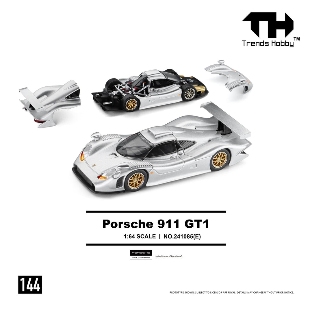*Pre-Order* Trends Hobby - Porsche 911 GT1 1998 - Sliver - Top CollectiblesDiecastTrends Hobby