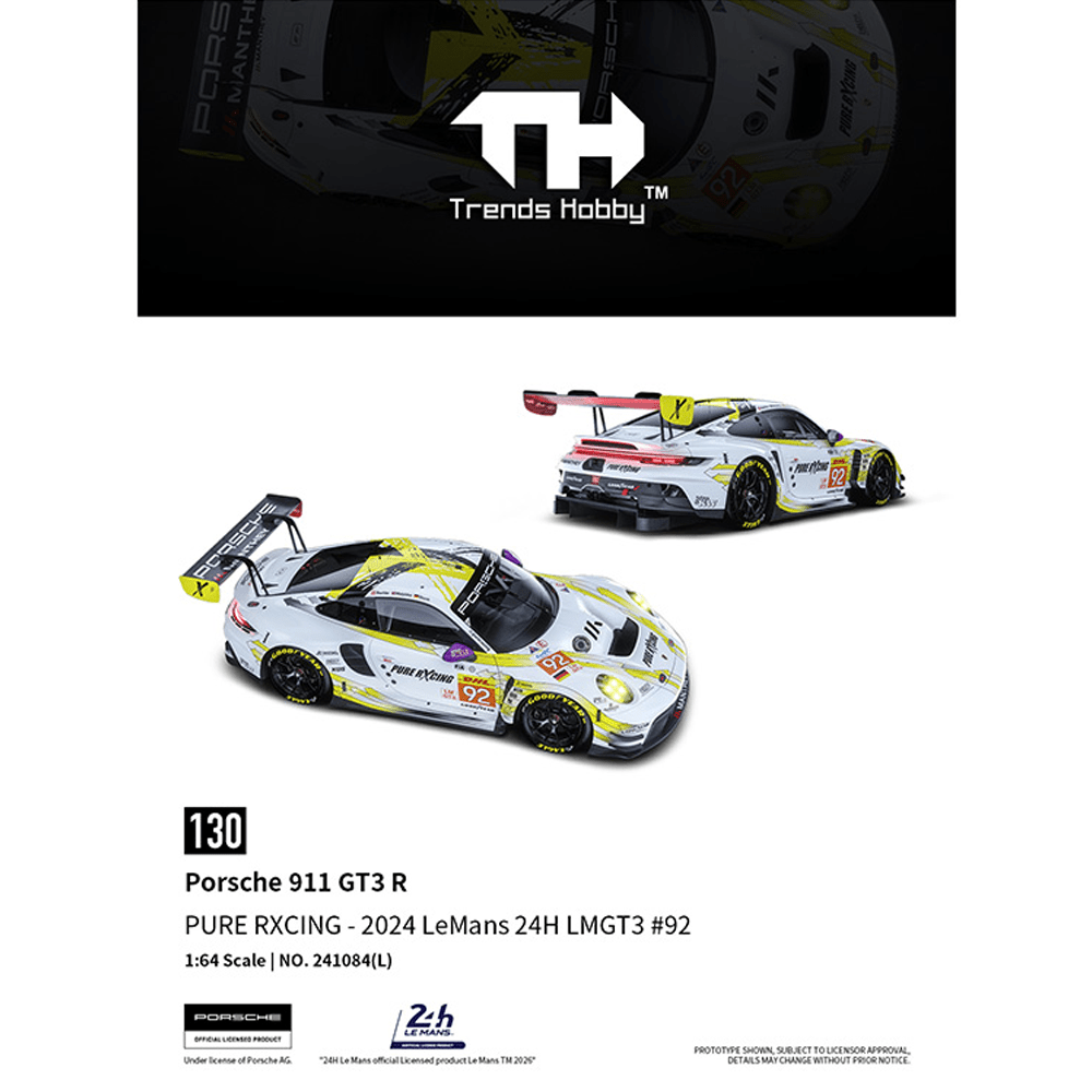 *Pre - Order* Trends Hobby - Porsche 911 GT3 R – PURE RXCING – LeMans 24H 2024 92 - Top CollectiblesDiecastTrends Hobby