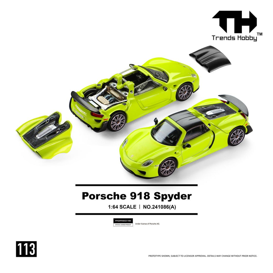 *Pre - Order* Trends Hobby - Porsche 918 Spyder - Acid Yellow - Top CollectiblesDiecastTrends Hobby