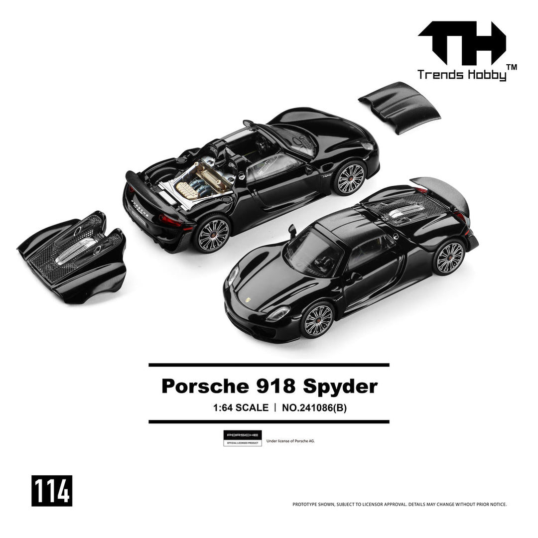 *Pre - Order* Trends Hobby - Porsche 918 Spyder - Black - Top CollectiblesDiecastTrends Hobby