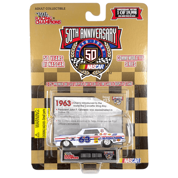 Racing Champions - '63 Plymouth Stock Car - 1998 50 Years of Nascar Commemorative Series - Top CollectiblesDiecastRacing Champions