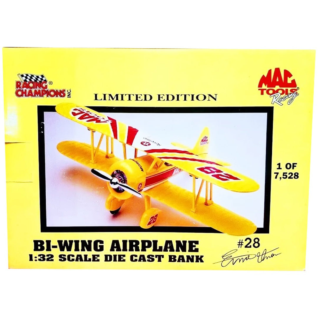 Racing Champions - Bi - Wing Airplane Die Cast Bank - Mac Tools Racing Series *1/32 Scale* - Top CollectiblesDiecastRacing Champions