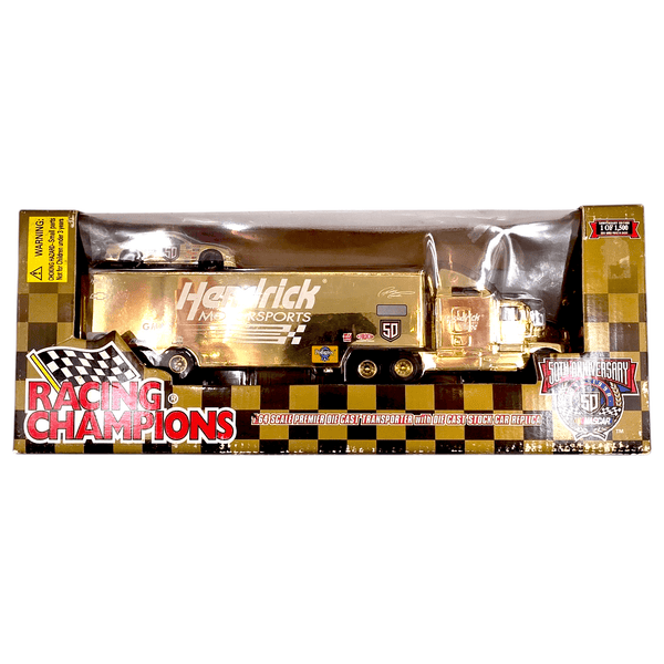 Racing Champions - Hendrick Motorsports Chevrolet Monte Carlo Stock Car with Transporter - 1998 50 Years of Nascar Gold Series - Top CollectiblesDiecastRacing Champions