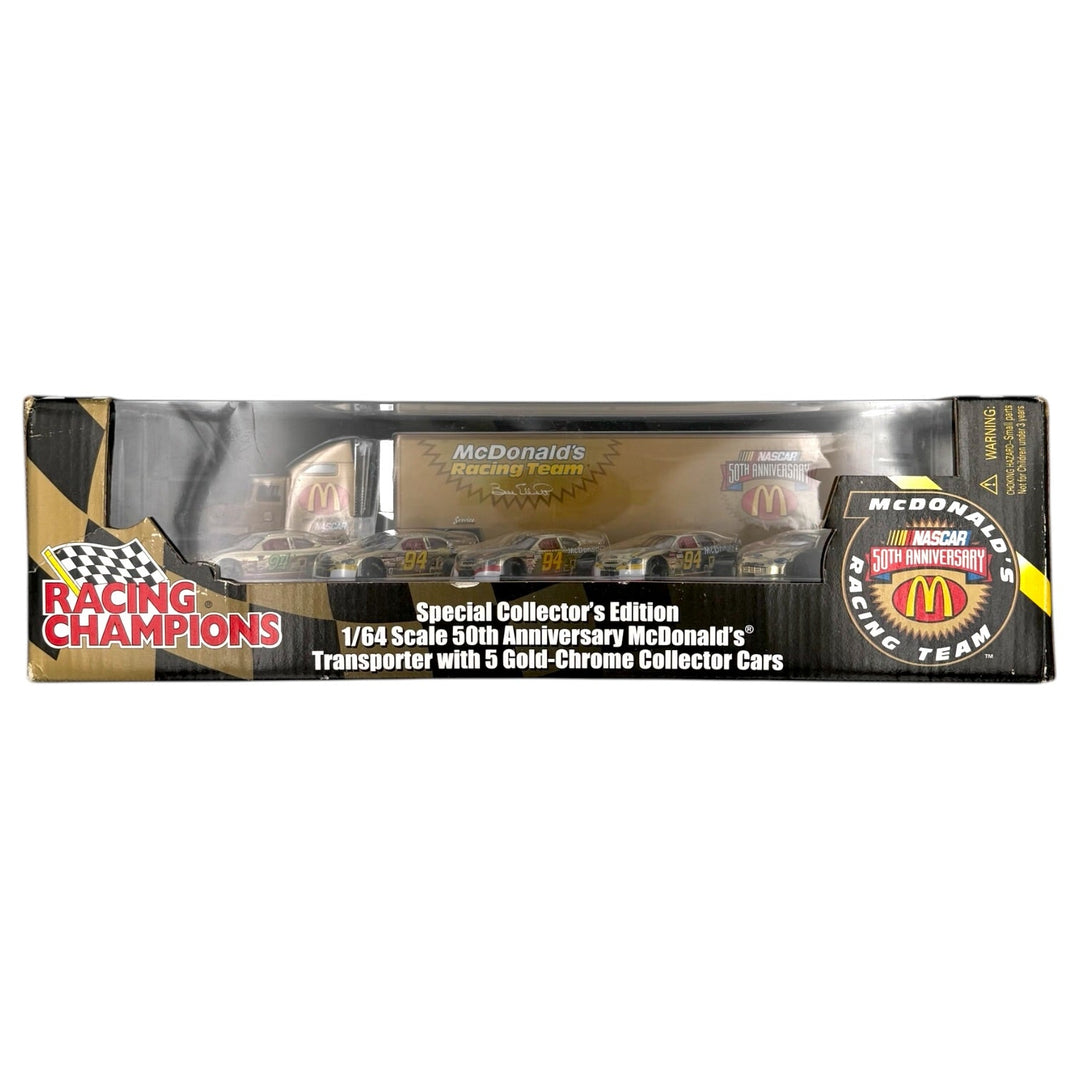 Racing Champions - Transporter With 5 Gold - Chrome Collector Cars - 1998 50th McDonald's Racing Team Series - Top CollectiblesDiecastRacing Champions