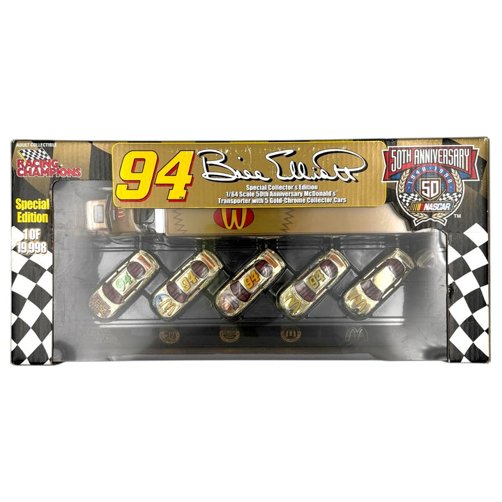 Racing Champions - Transporter With 5 Gold - Chrome Collector Cars - 1998 50th McDonald&