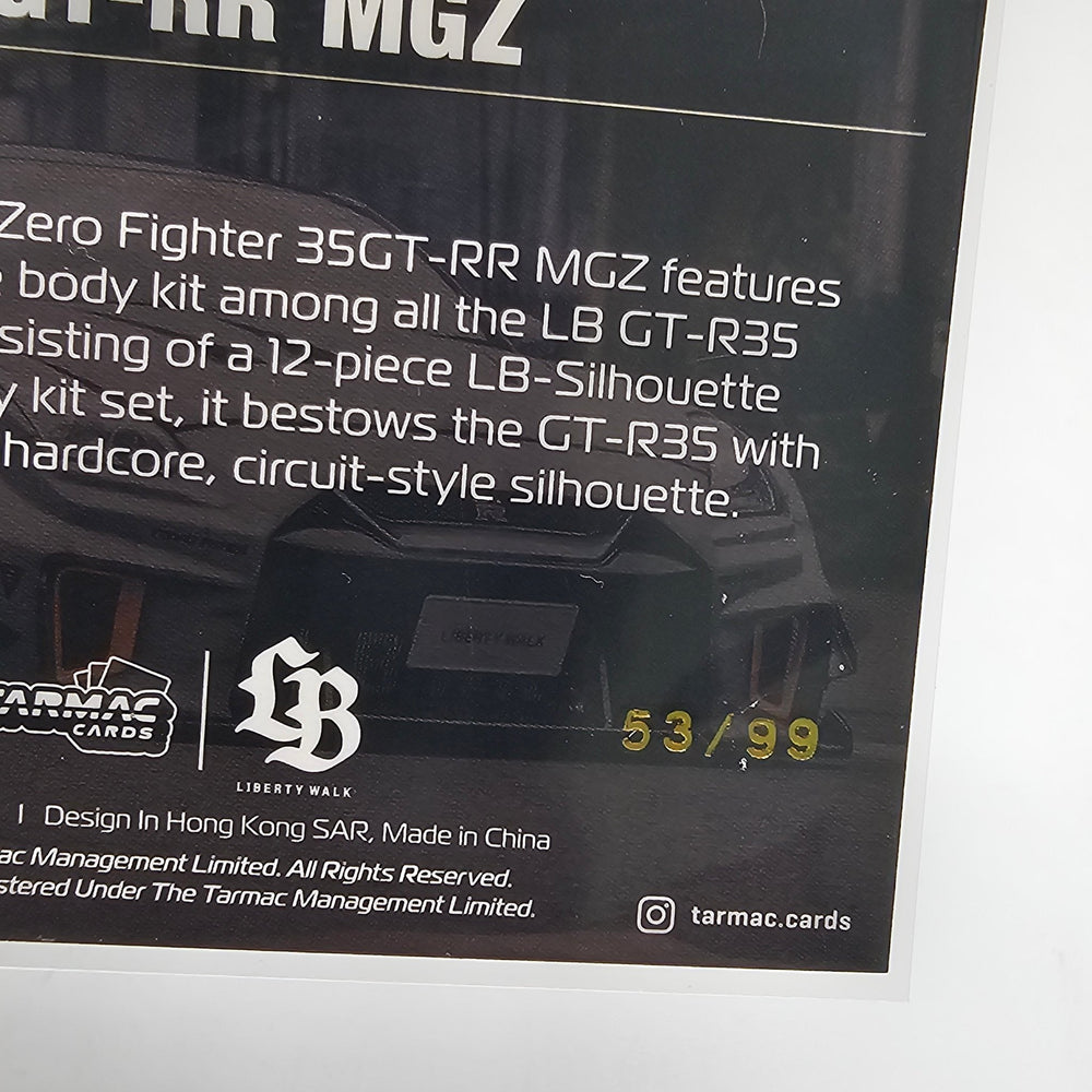Tarmac Cards - LB Silhouette Works Zero Fighter 35GT - RR MGZ - LB - Liberty Walk Collectible Trading Cards Volume 1 *Serialized #53/99* - Top CollectiblesDiecastTarmac Works