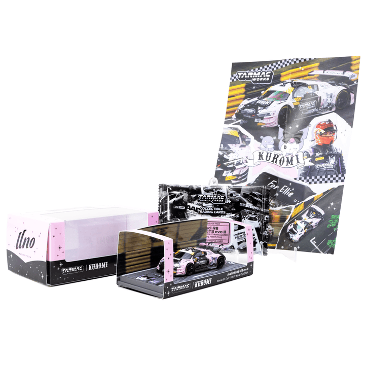 Tarmac Works - Audi R8 LMS GT3 evo II "Kuromi" with Trading Cards Pack - Hobby64 Series - Top CollectiblesDiecastTarmac Works